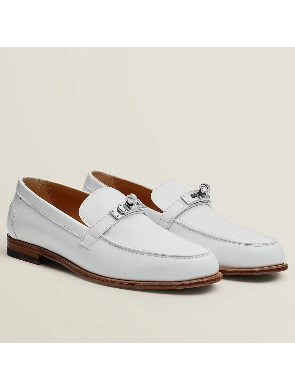 Hermes Women’s Destin Loafers in White Leather