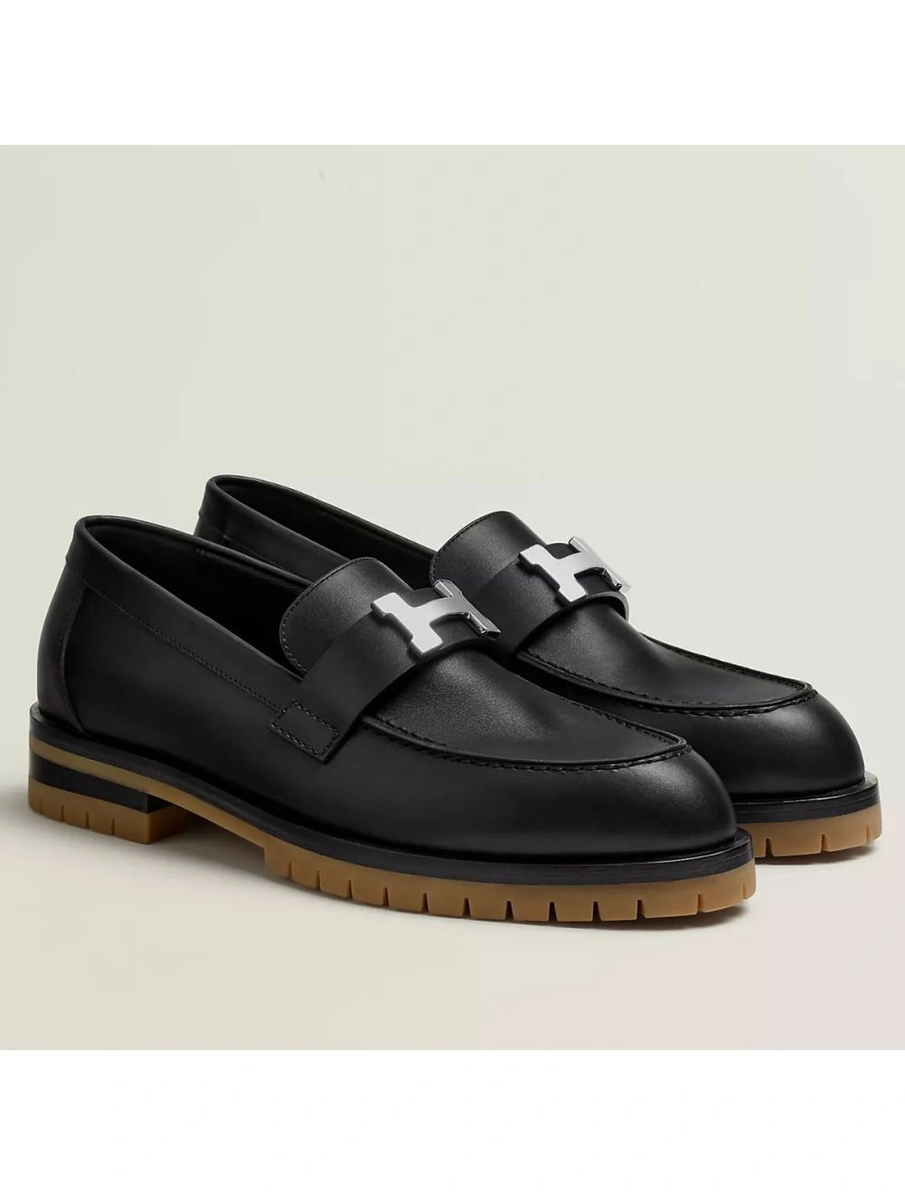 Hermes Women’s Faubourg Loafers in Black Leather