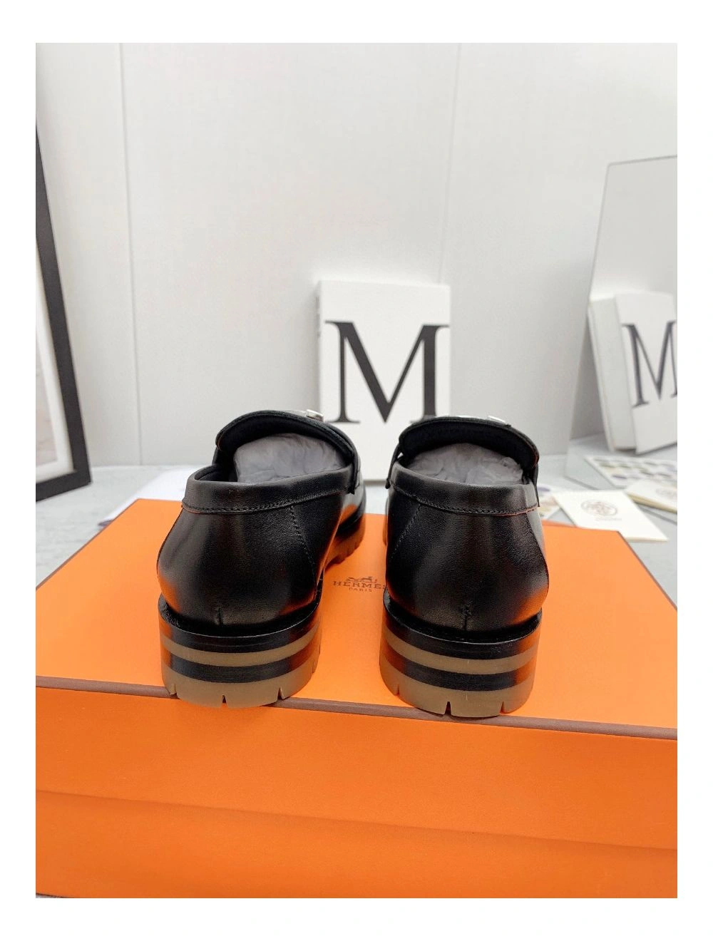 Hermes Women’s Faubourg Loafers in Black Leather