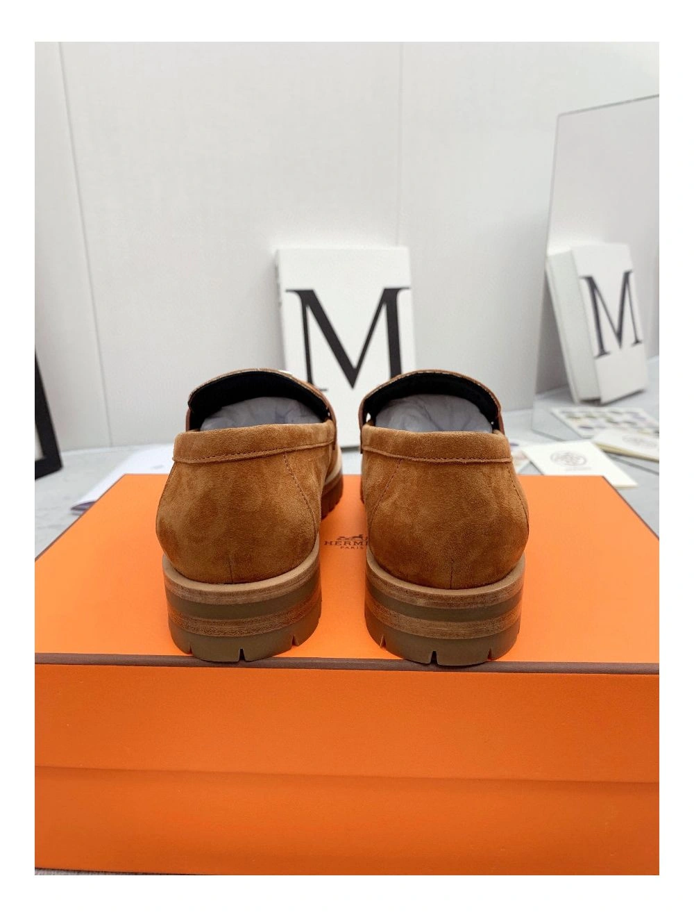 Hermes Women’s Faubourg Loafers in Brown Suede Leather