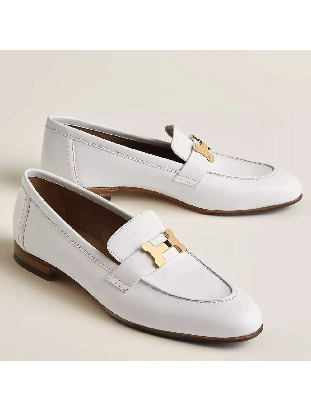 Hermes Women’s Paris Loafers in White Goatskin