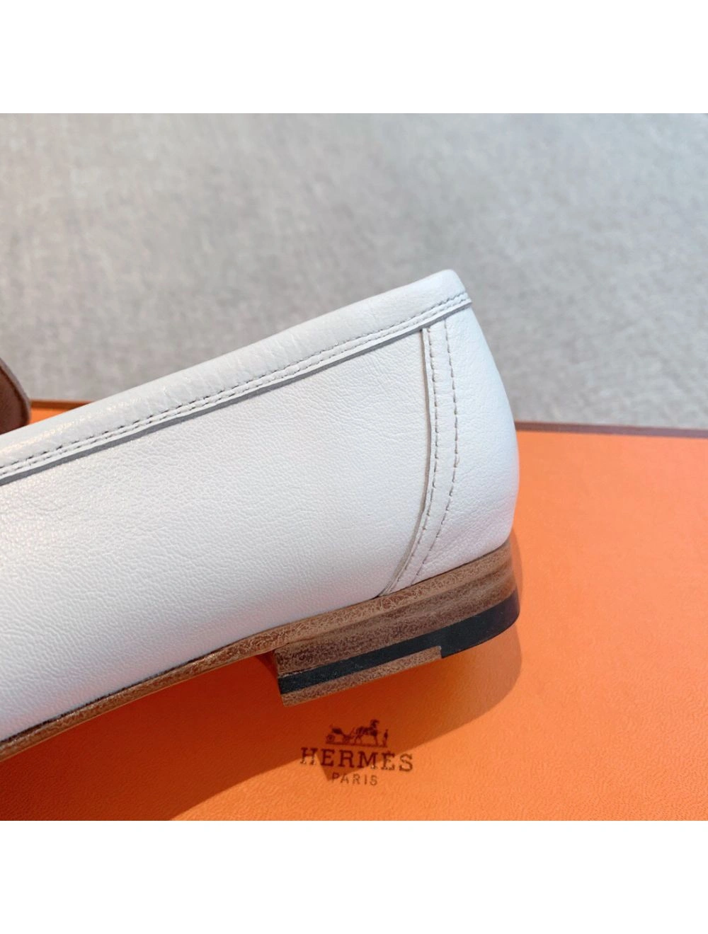 Hermes Women’s Paris Loafers in White Goatskin