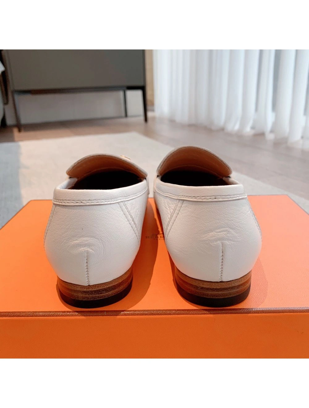 Hermes Women’s Paris Loafers in White Goatskin