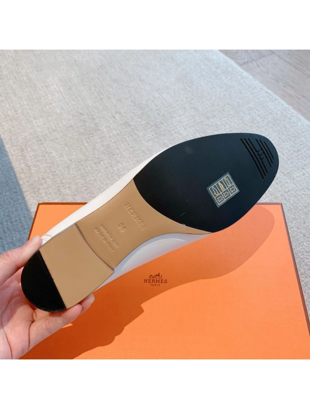 Hermes Women’s Paris Loafers in White Goatskin