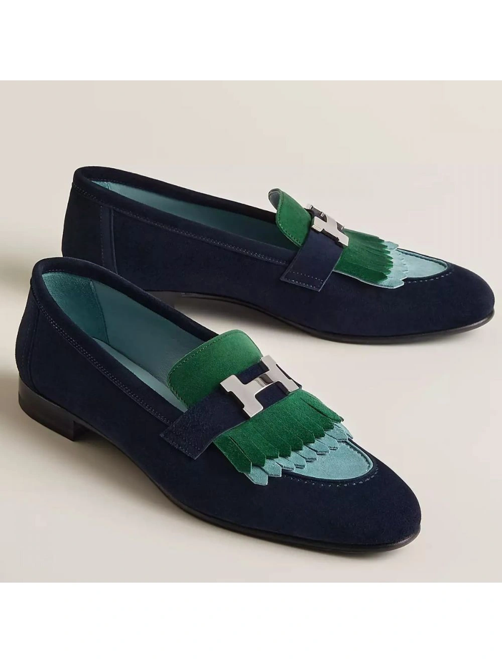 Hermes Women’s Royal Loafers in Multicolor Suede Leather