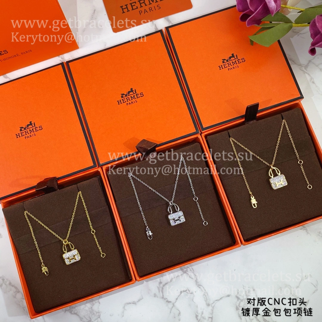 High End Hermes Constance Amulette Necklace With Diamonds Silver Yellow Gold Rose Gold