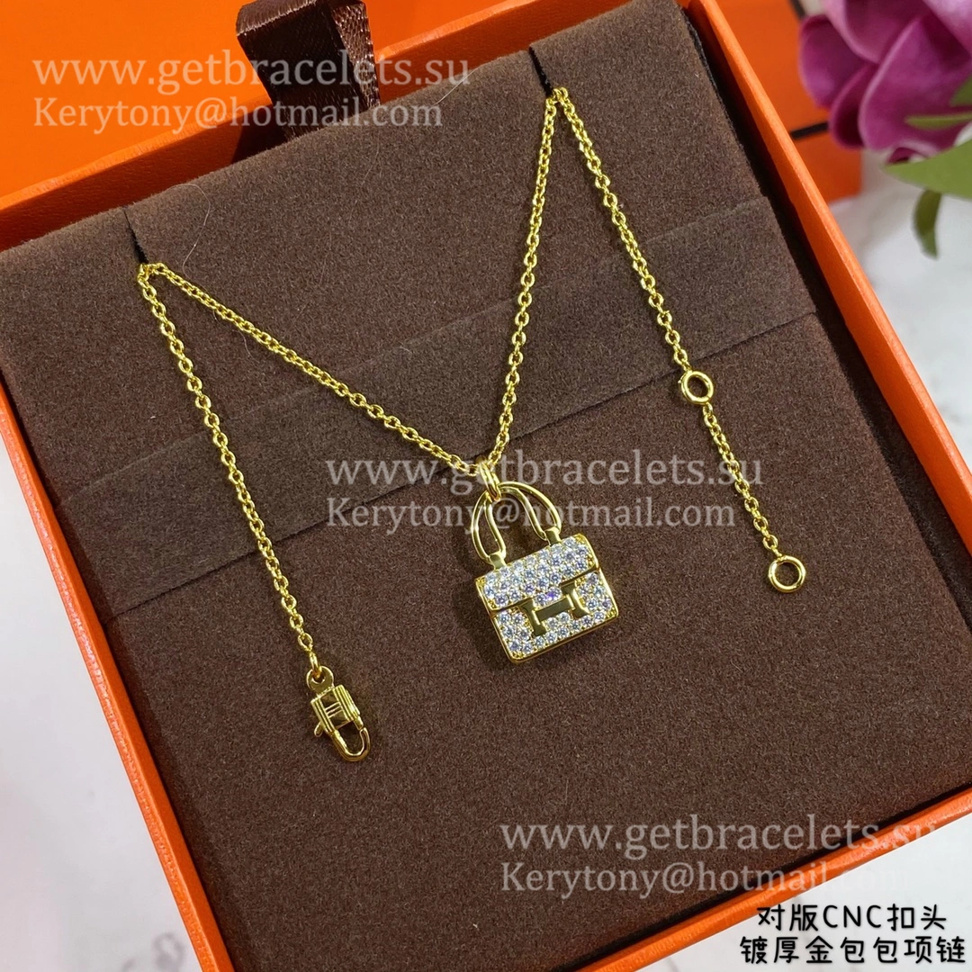 High End Hermes Constance Amulette Necklace With Diamonds Silver Yellow Gold Rose Gold