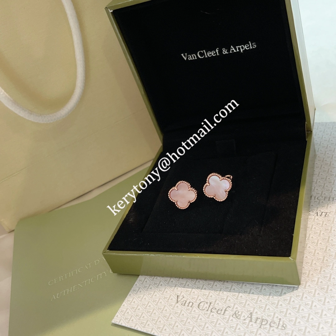 High Quality Van Cleef Arpels Vintage Alhambra Earring Rose Gold With Pink Mother-of-Pearl Imitation