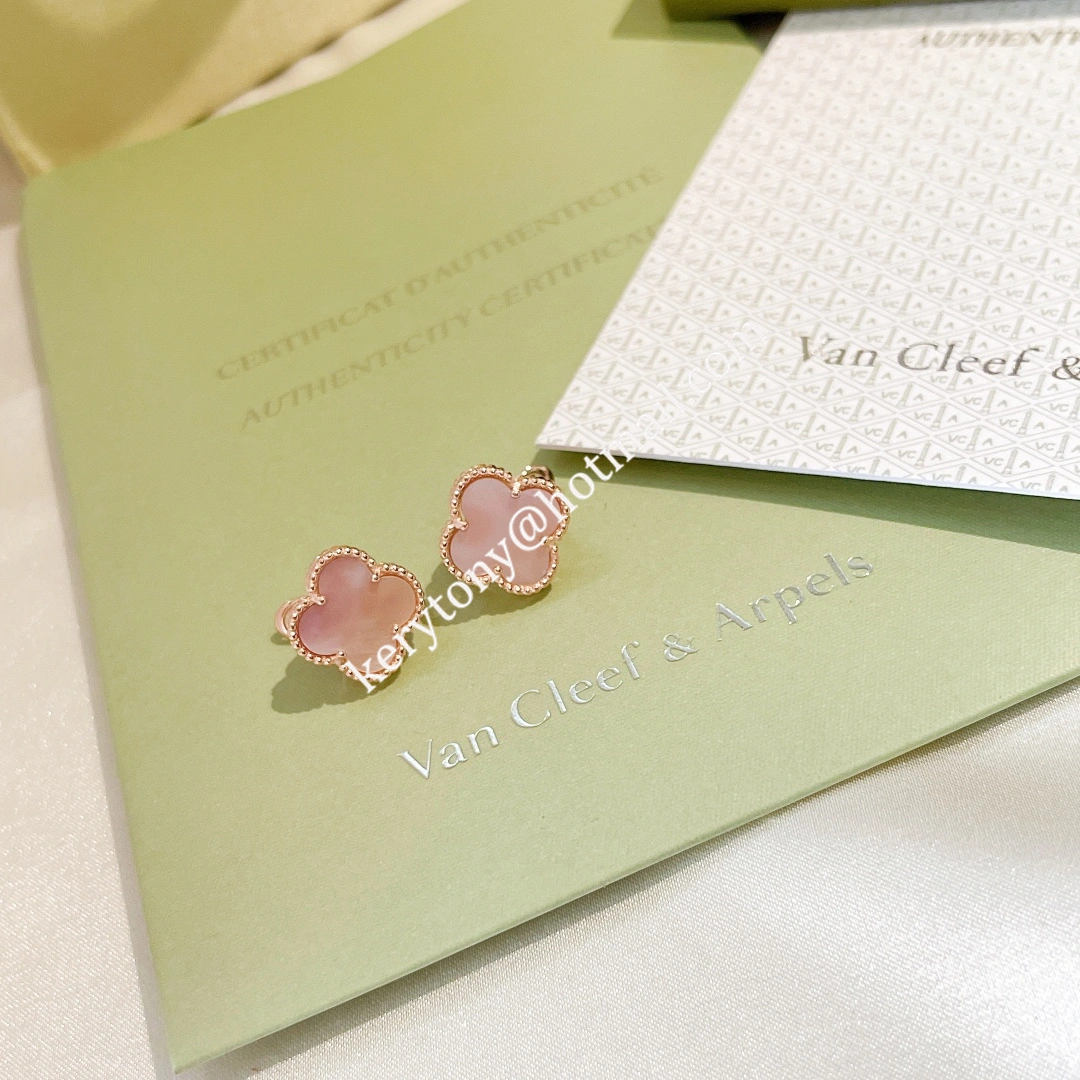 High Quality Van Cleef Arpels Vintage Alhambra Earring Rose Gold With Pink Mother-of-Pearl Imitation