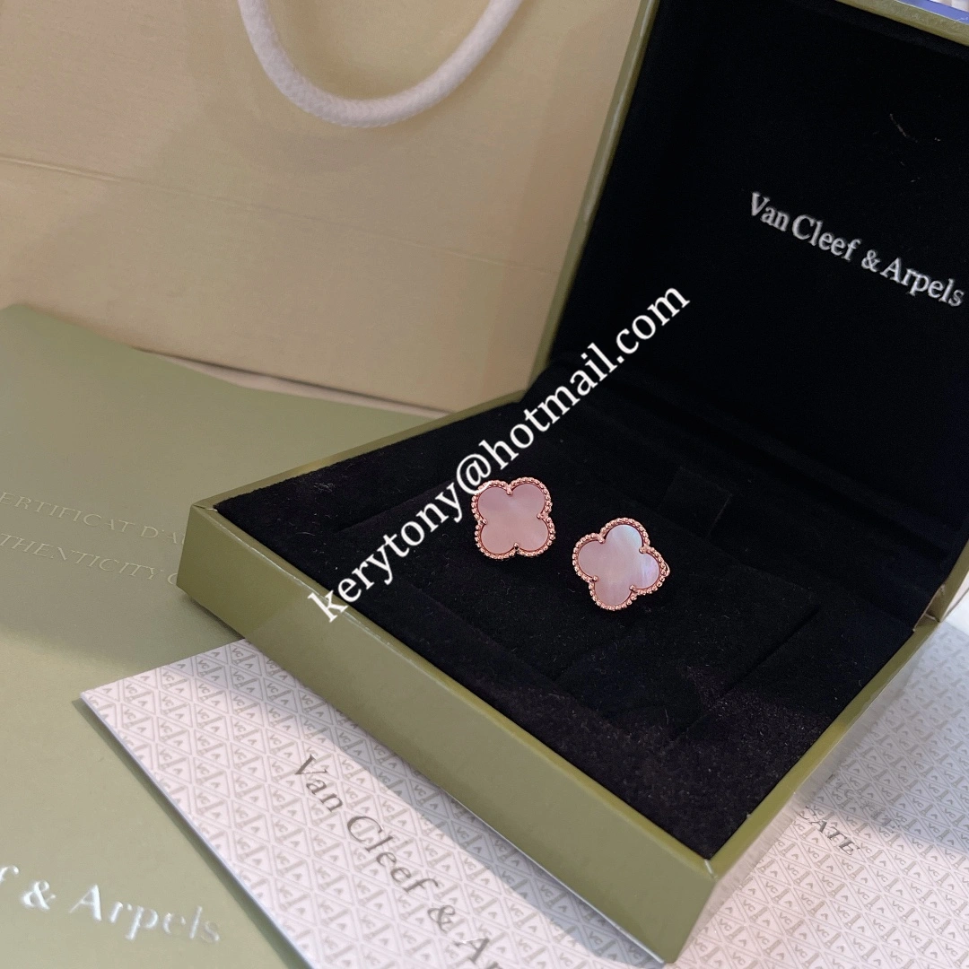 High Quality Van Cleef Arpels Vintage Alhambra Earring Rose Gold With Pink Mother-of-Pearl Imitation