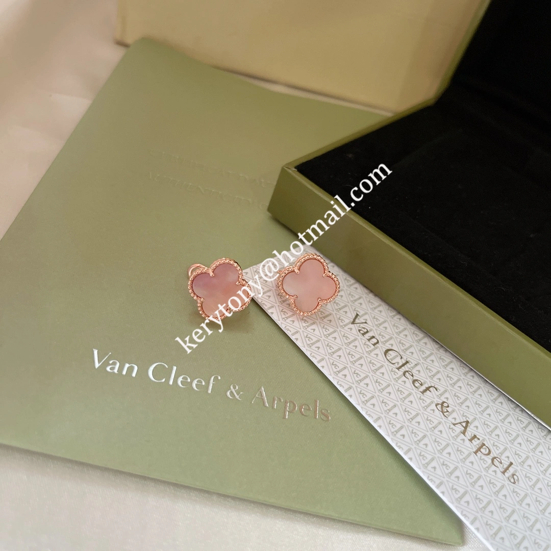 High Quality Van Cleef Arpels Vintage Alhambra Earring Rose Gold With Pink Mother-of-Pearl Imitation