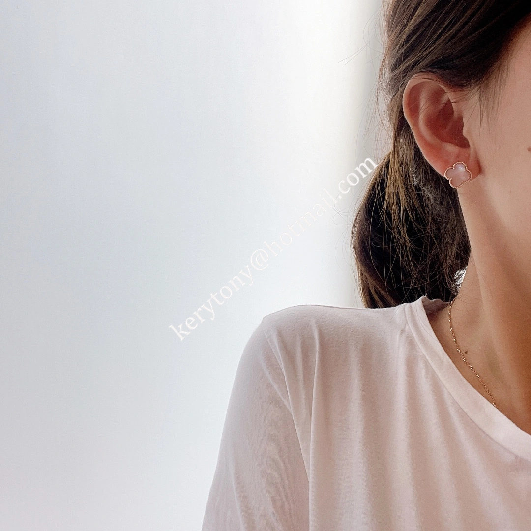 High Quality Van Cleef Arpels Vintage Alhambra Earring Rose Gold With Pink Mother-of-Pearl Imitation