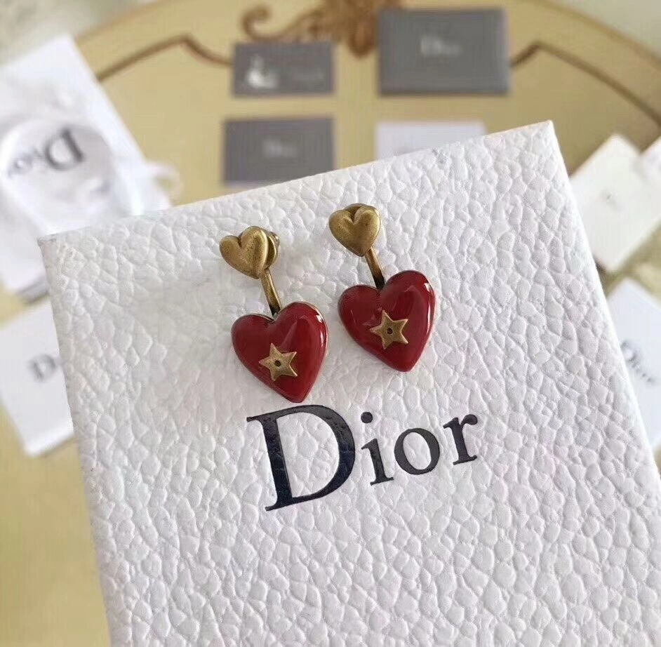 Hot Selling Dior Dioramour Red Heart Pendant Ladies Brass Drop Earrings 2018 Price E0934DMRLQ_D911