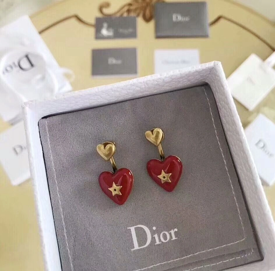 Hot Selling Dior Dioramour Red Heart Pendant Ladies Brass Drop Earrings 2018 Price E0934DMRLQ_D911