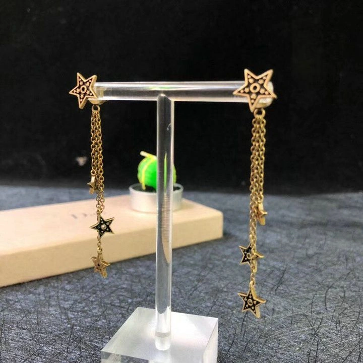 Imitation Dior Or Ladies Black Star Charming Aged Gold-tone Tassels Earrings Malaysia Price E0825DORLQ_D910