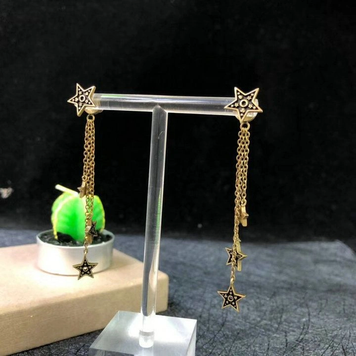 Imitation Dior Or Ladies Black Star Charming Aged Gold-tone Tassels Earrings Malaysia Price E0825DORLQ_D910