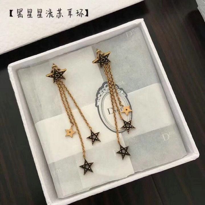 Imitation Dior Or Ladies Black Star Charming Aged Gold-tone Tassels Earrings Malaysia Price E0825DORLQ_D910