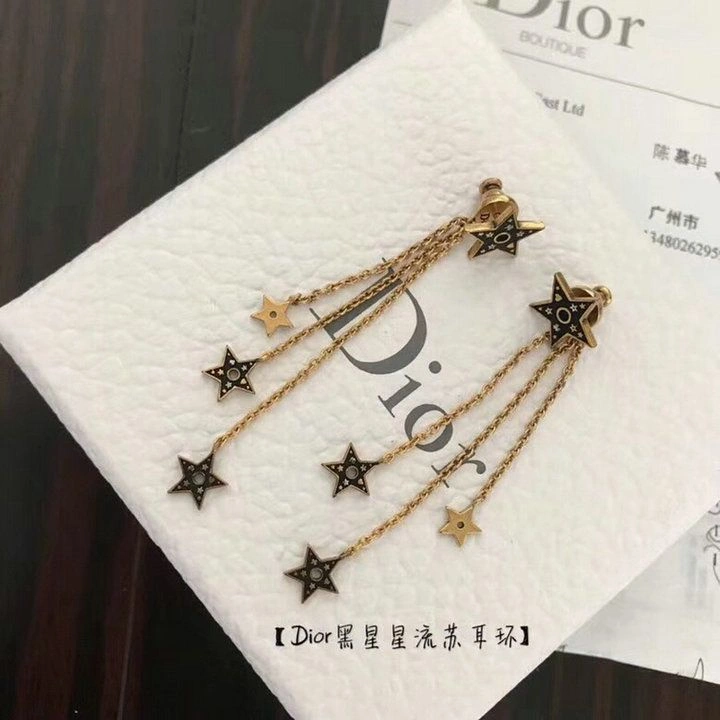 Imitation Dior Or Ladies Black Star Charming Aged Gold-tone Tassels Earrings Malaysia Price E0825DORLQ_D910