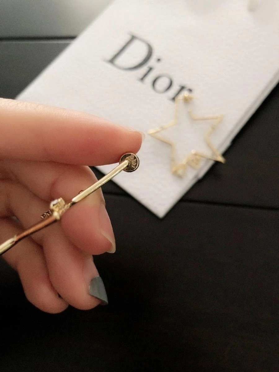 Latest Dior Classic CD Letter White Crystal-Yellow Gold Star Pendant Womens Earrings Sale Malaysia