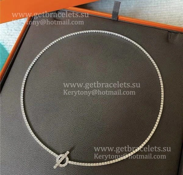 Low Price Hermes Finesse Link Necklace White Gold With Pave Diamonds