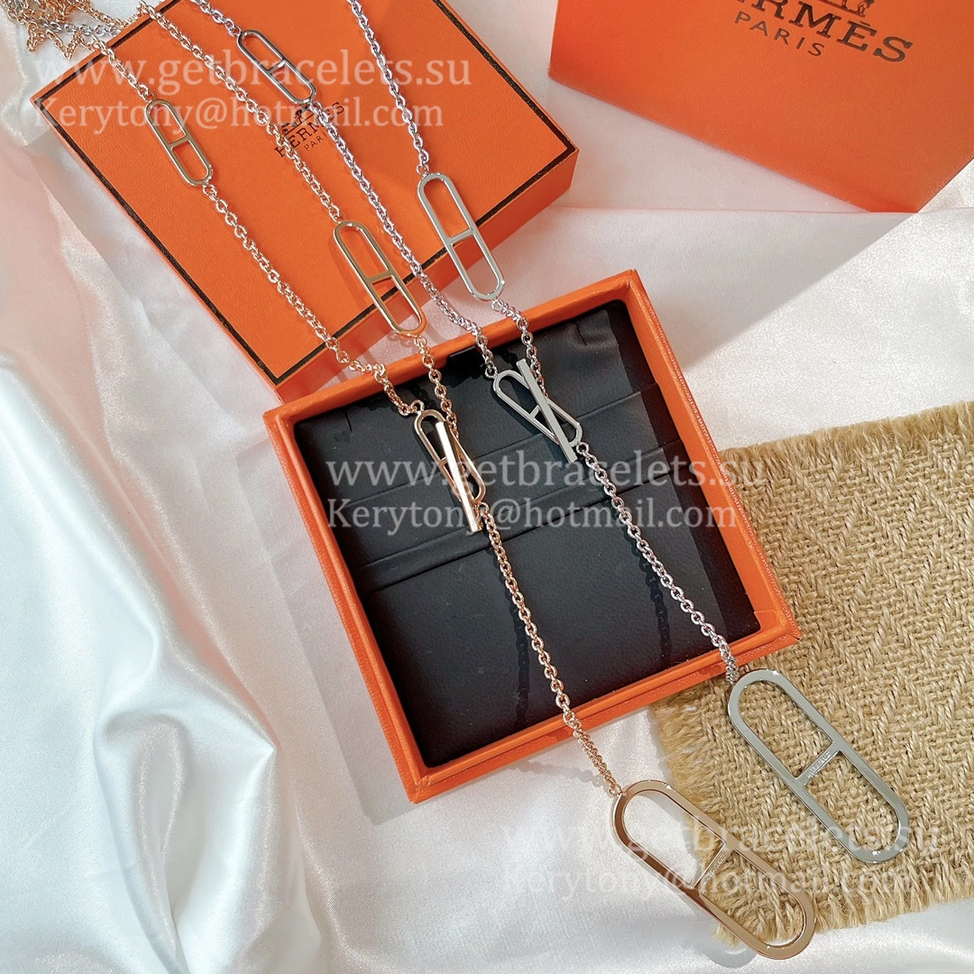 Luxury Replicated Hermes Ever Chaine D’Ancre Long Necklace Rose Gold Silver