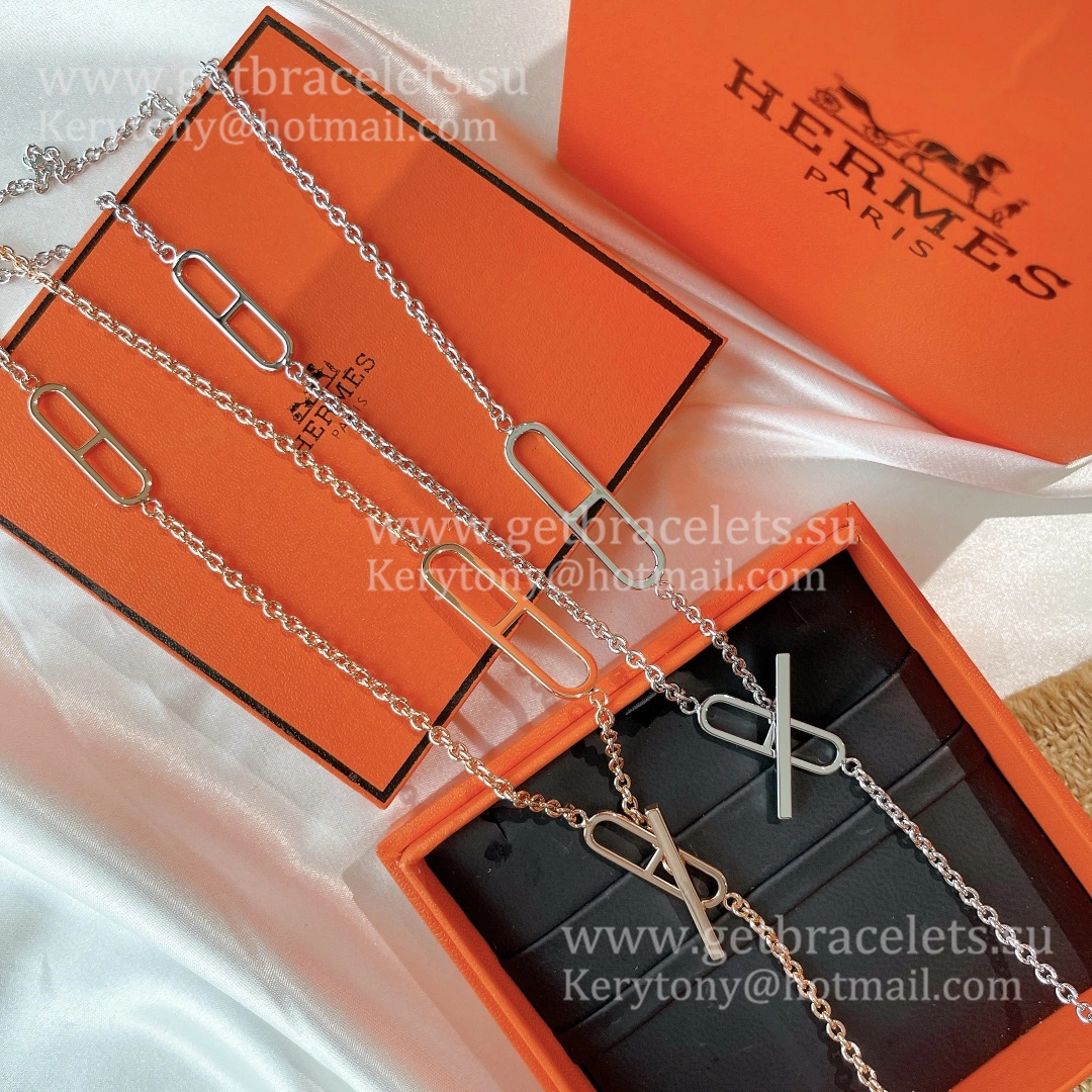 Luxury Replicated Hermes Ever Chaine D’Ancre Long Necklace Rose Gold Silver