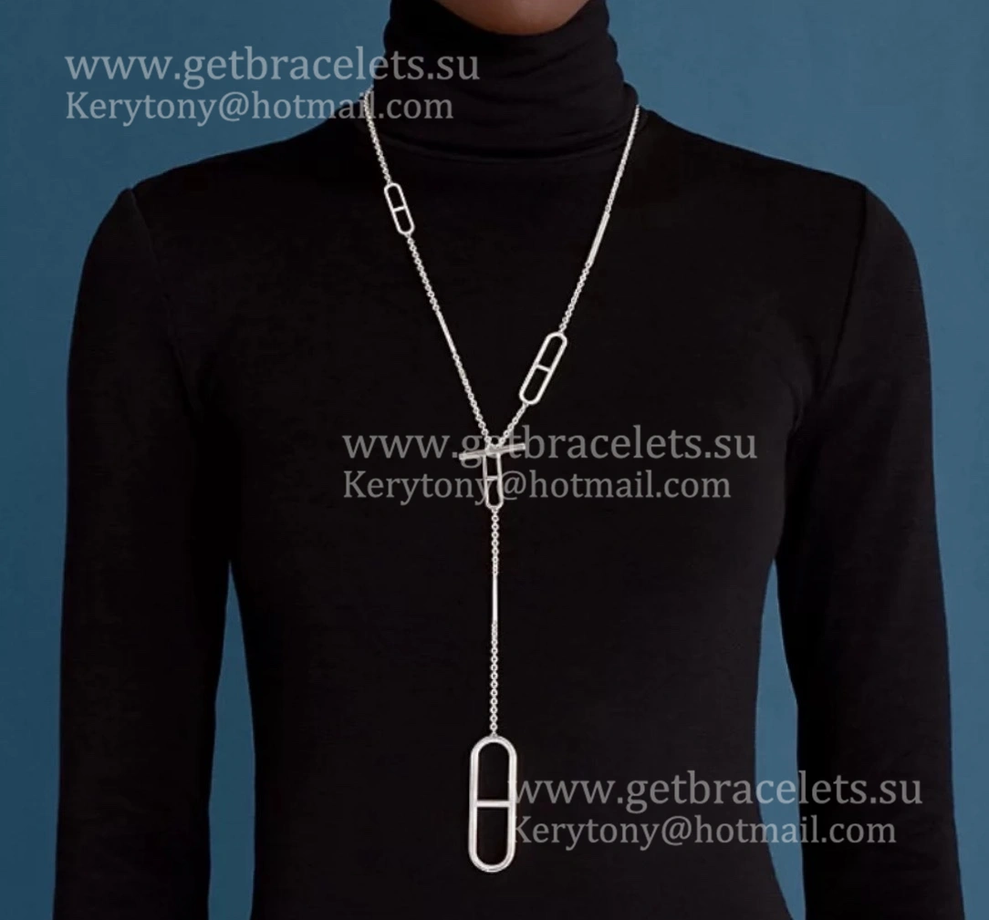 Luxury Replicated Hermes Ever Chaine D’Ancre Long Necklace Rose Gold Silver