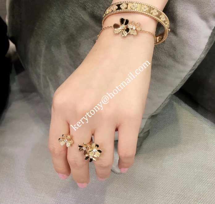 Luxury Replicated Van Cleef Arpels Frivole Between the Finger Ring Yellow Gold White Gold Rose Gold With Diamond