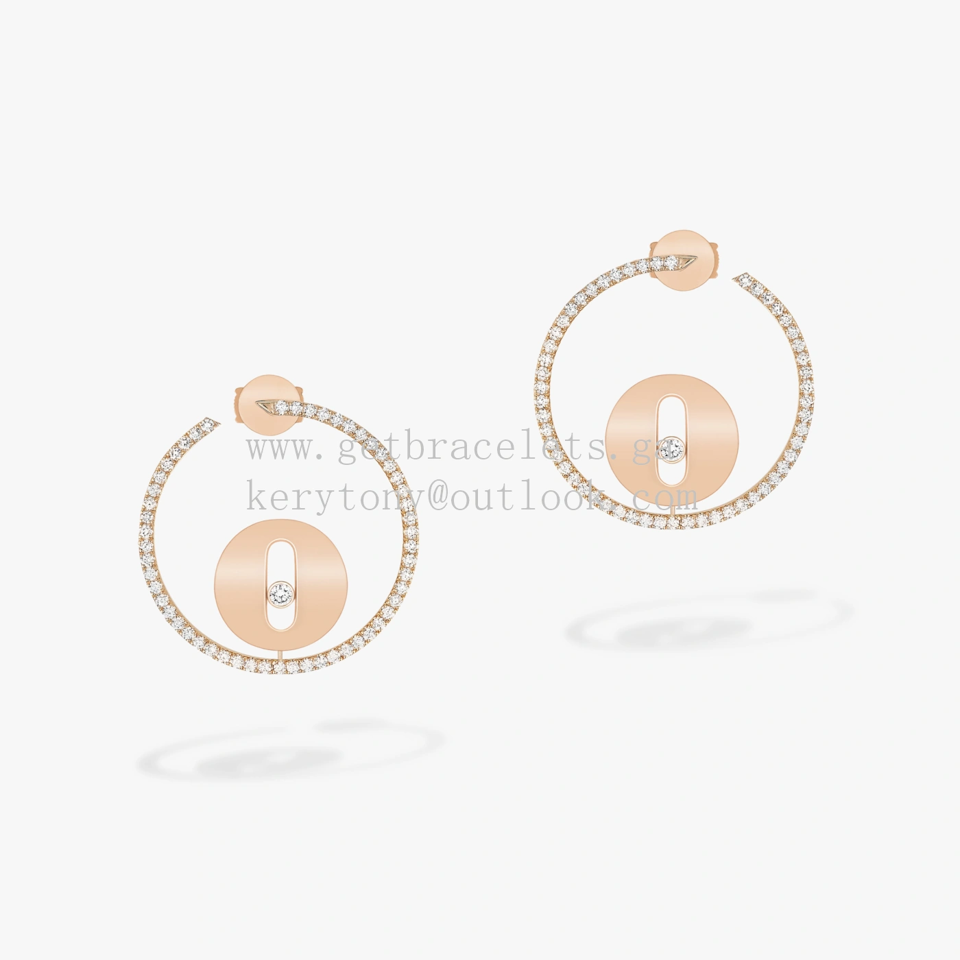 Messika Creoles Lucky Move with Diamonds Earrings Rose Gold and White Gold