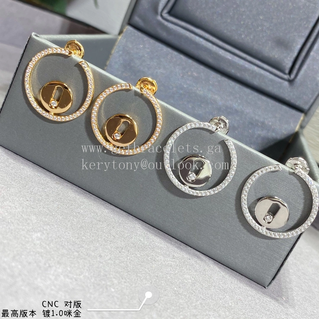 Messika Creoles Lucky Move with Diamonds Earrings Rose Gold and White Gold