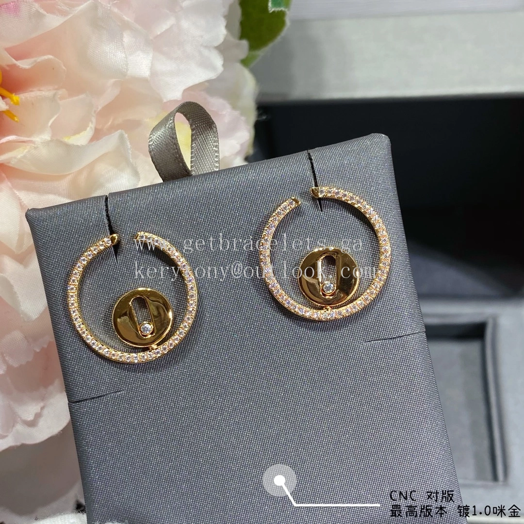 Messika Creoles Lucky Move with Diamonds Earrings Rose Gold and White Gold