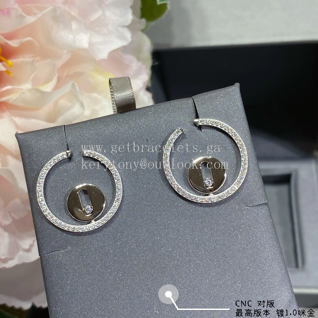 Messika Creoles Lucky Move with Diamonds Earrings Rose Gold and White Gold
