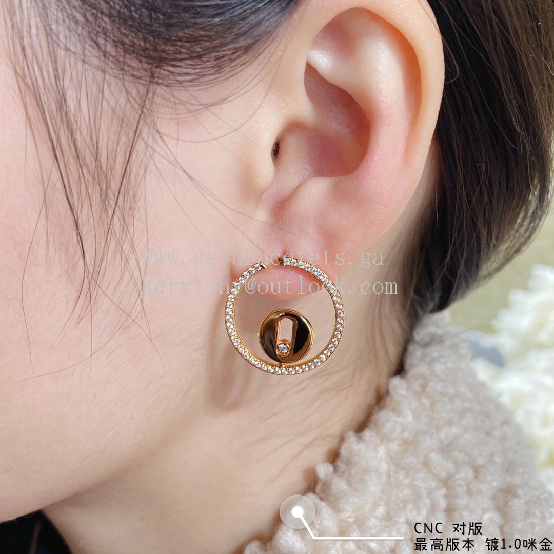 Messika Creoles Lucky Move with Diamonds Earrings Rose Gold and White Gold
