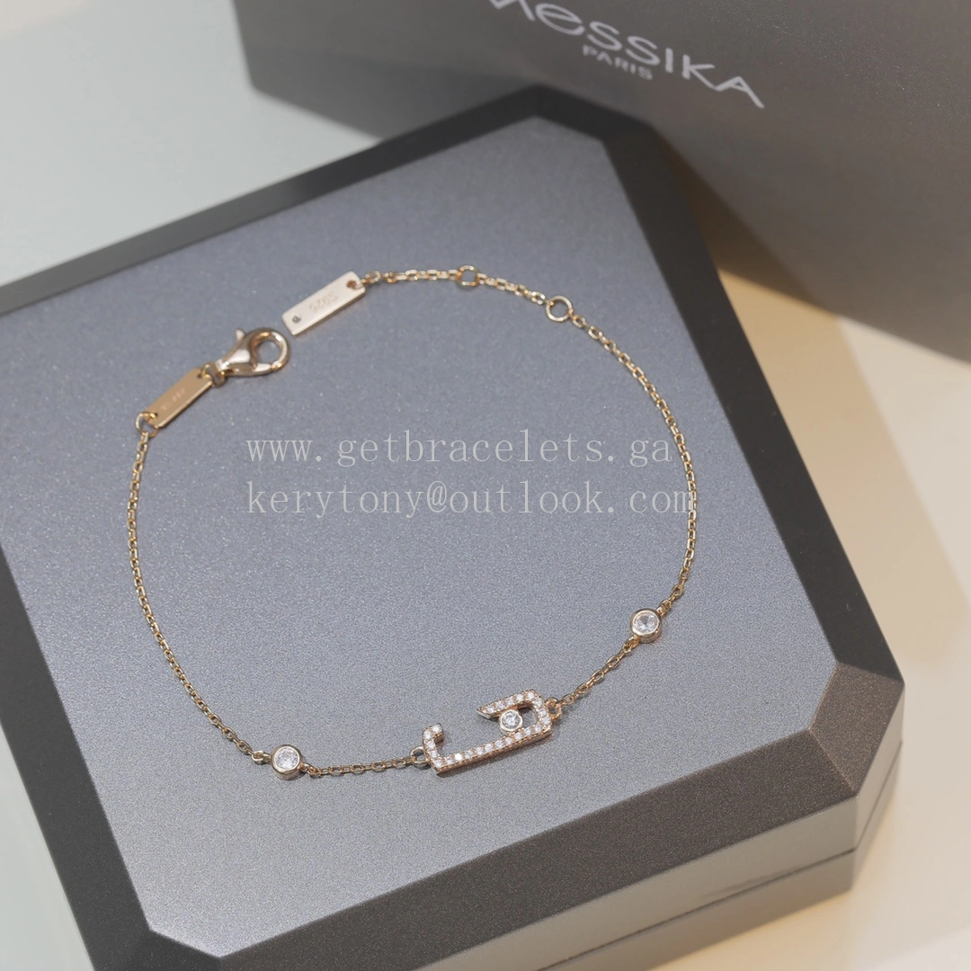 Messika Lucky Bracelet with Pave Diamonds Rose Gold White Gold