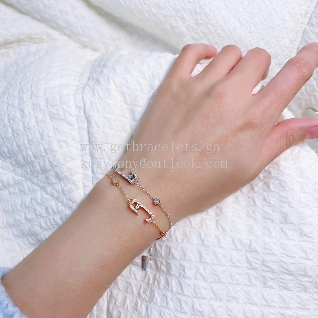 Messika Lucky Bracelet with Pave Diamonds Rose Gold White Gold
