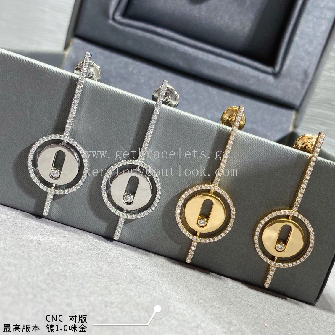 Messika Lucky Move Arrow With Diamonds Earrings White Gold and Rose Gold