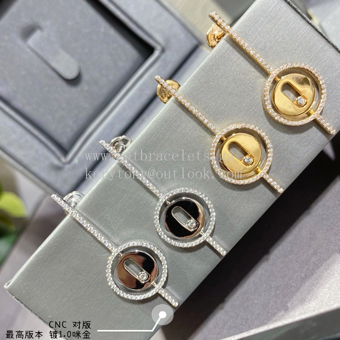 Messika Lucky Move Arrow With Diamonds Earrings White Gold and Rose Gold