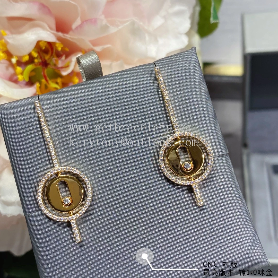 Messika Lucky Move Arrow With Diamonds Earrings White Gold and Rose Gold