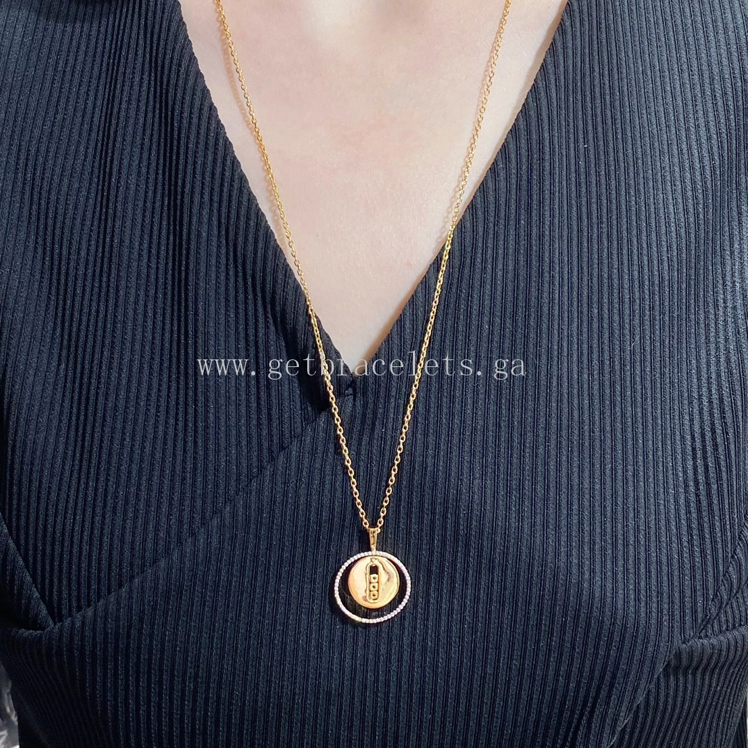 Messika Lucky Move MM Diamond Necklace Rose Gold White Gold