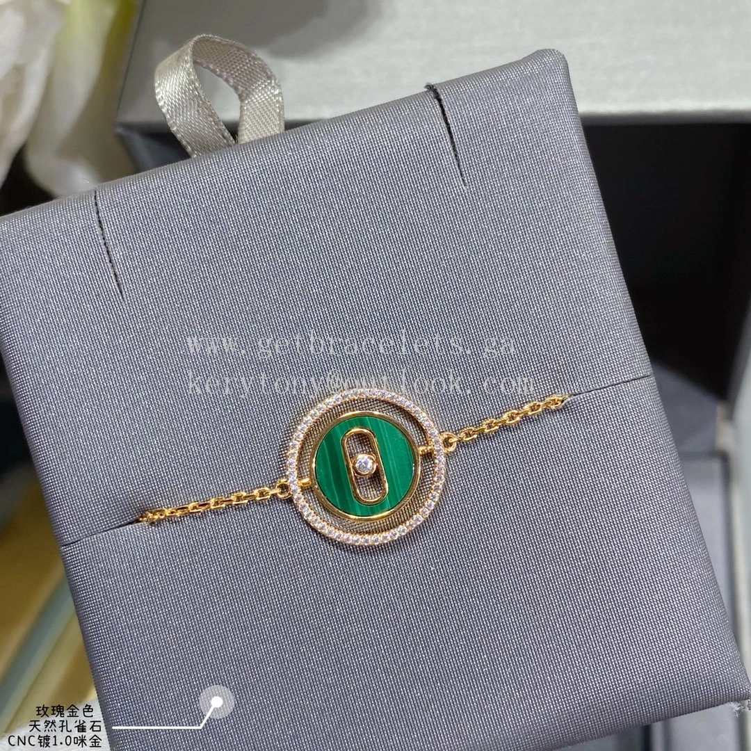 Messika Lucky Move Malachite Bracelet With Diamonds Yellow Gold