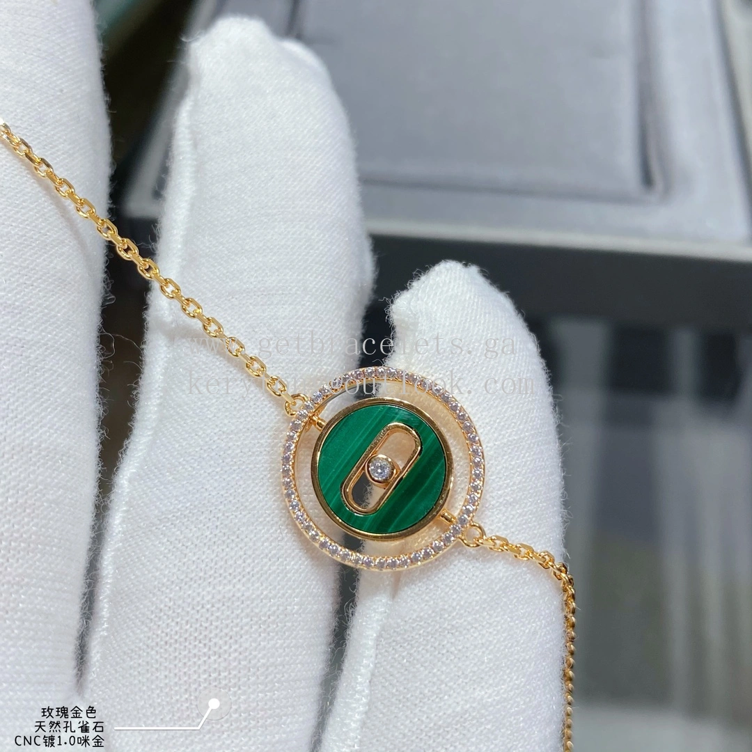 Messika Lucky Move Malachite Bracelet With Diamonds Yellow Gold