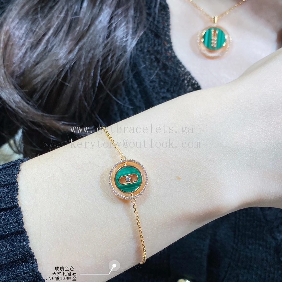 Messika Lucky Move Malachite Bracelet With Diamonds Yellow Gold