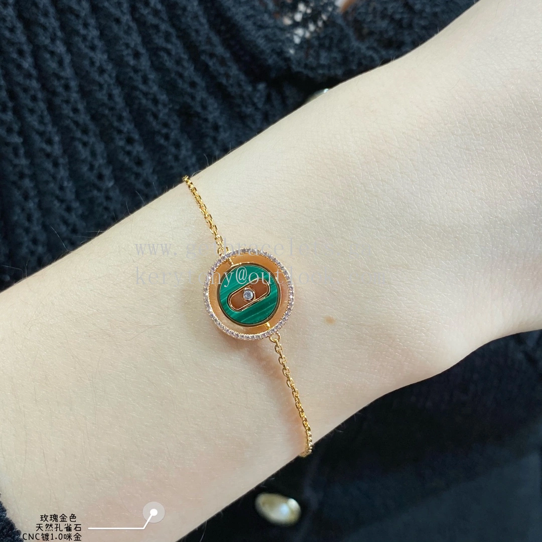 Messika Lucky Move Malachite Bracelet With Diamonds Yellow Gold