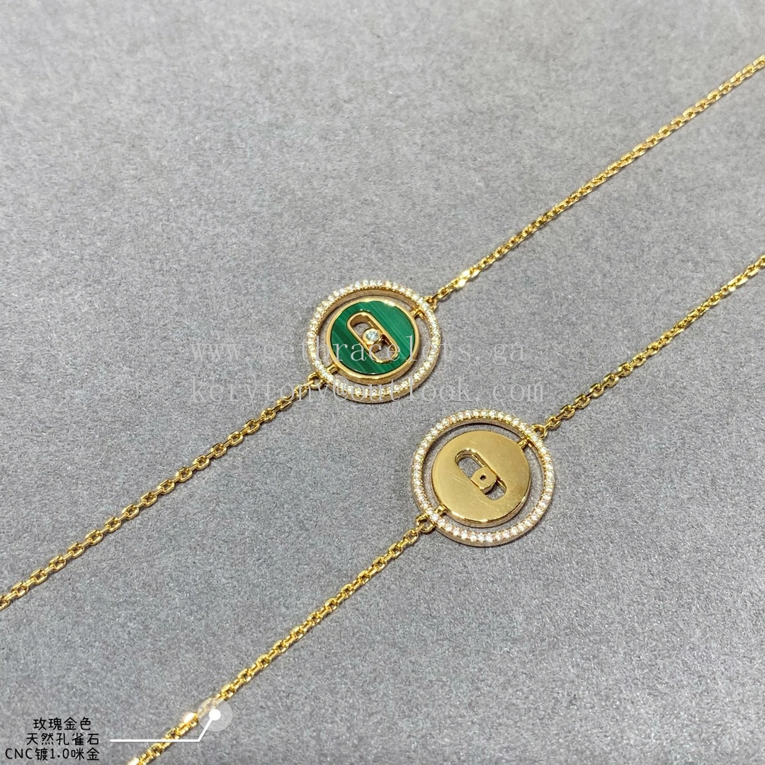 Messika Lucky Move Malachite Bracelet With Diamonds Yellow Gold
