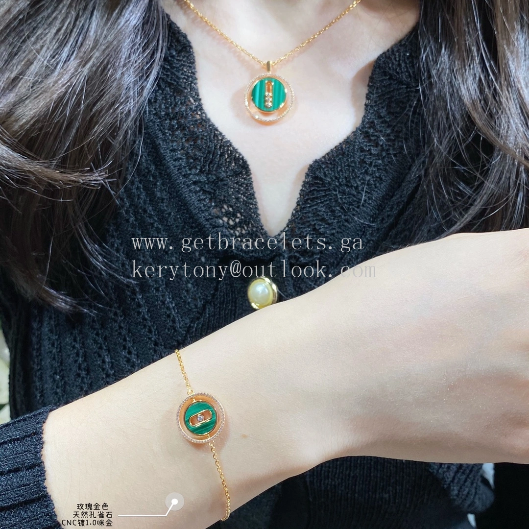 Messika Lucky Move Malachite Bracelet With Diamonds Yellow Gold