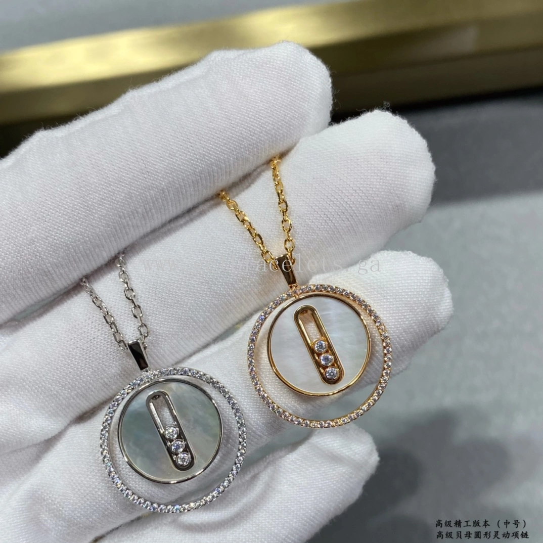 Messika Lucky Move PM Diamond Necklace White Mother-of-Pearl and Rose Gold White Gold