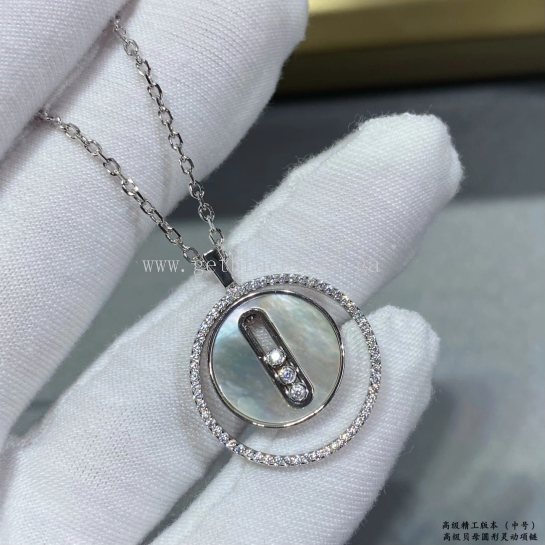 Messika Lucky Move PM Diamond Necklace White Mother-of-Pearl and Rose Gold White Gold