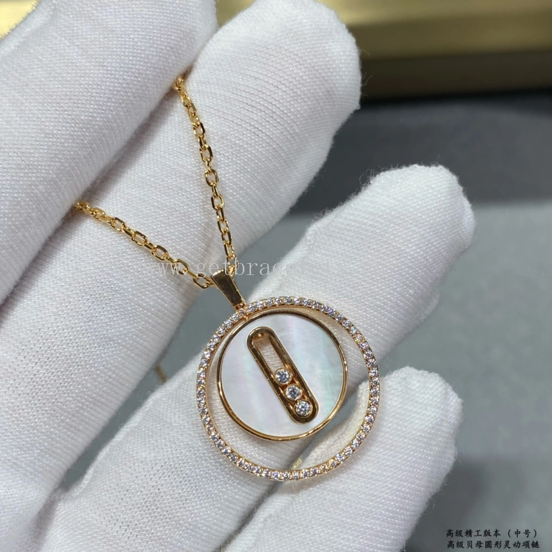 Messika Lucky Move PM Diamond Necklace White Mother-of-Pearl and Rose Gold White Gold