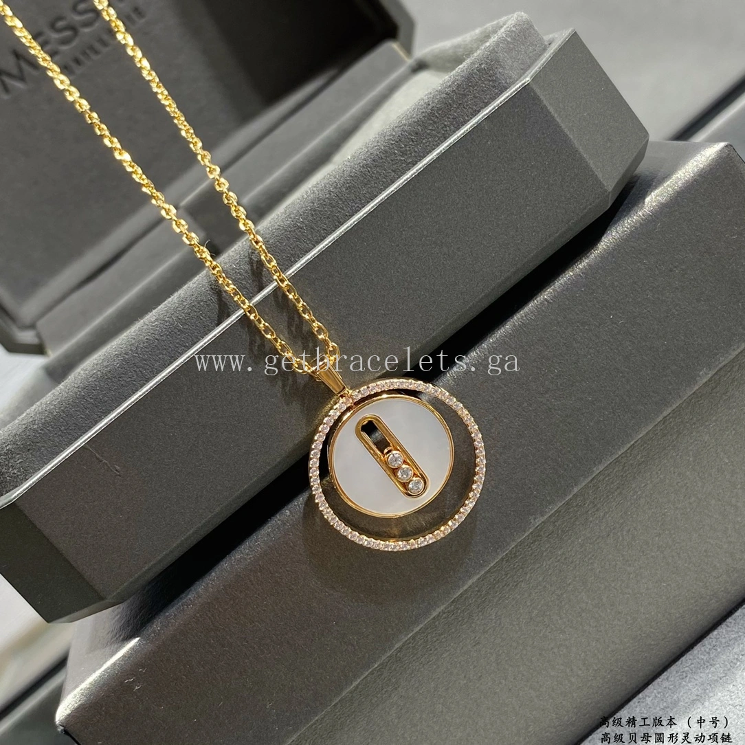 Messika Lucky Move PM Diamond Necklace White Mother-of-Pearl and Rose Gold White Gold