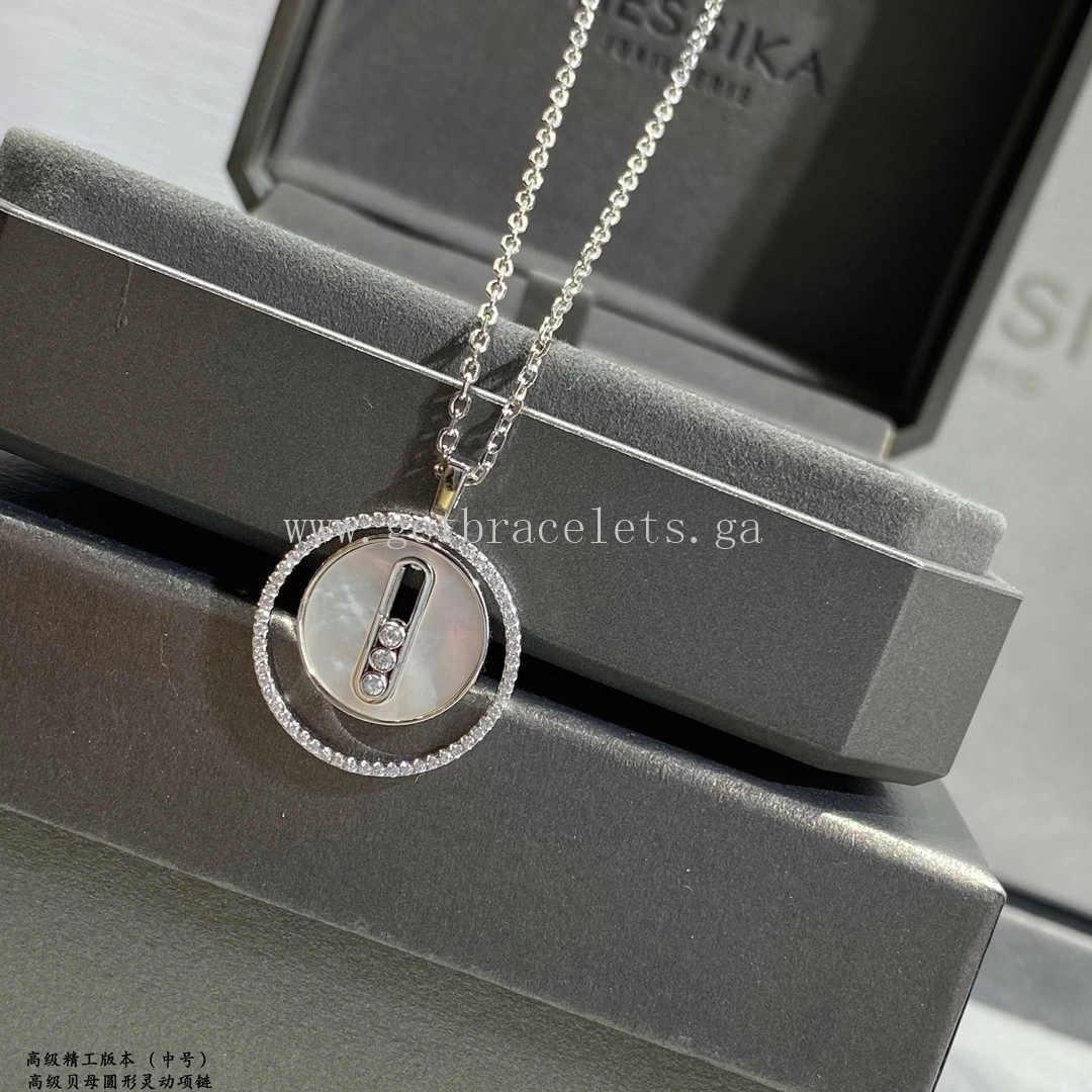 Messika Lucky Move PM Diamond Necklace White Mother-of-Pearl and Rose Gold White Gold